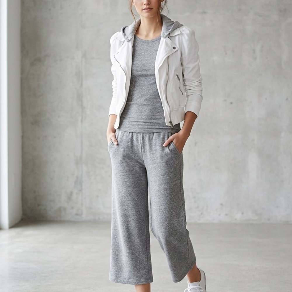 Miss Sixty size S White cotton jacket with removable gray hood